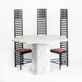 Table vintage octogonale en marbre blanc, France, années 70