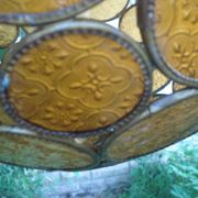 Suspension ball orange glass plate orange stained glass vintage 70's style