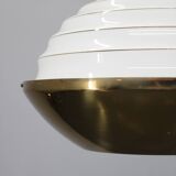 1950s Czechoslovak brass pendant with opaline glass diffuser