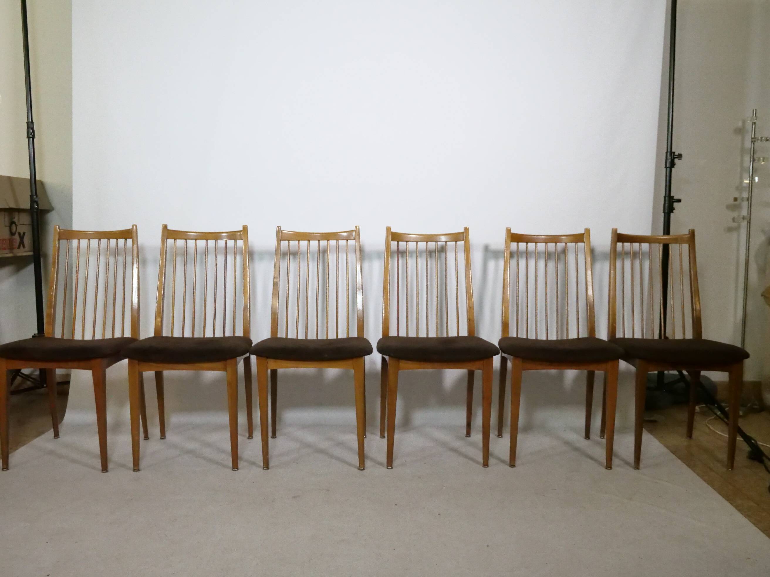 Mid-Century Teak Dining Chairs by WK Möbel, Set of 6, 1960s Design