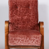 Fauteuil art déco restauré, hêtre bois massif, noyer, années 1930, Tchéquie