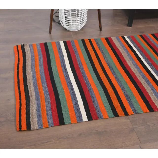 1970s Vintage Turkish Hand-Knotted Wool Cotton Red Runner Rug 83x281