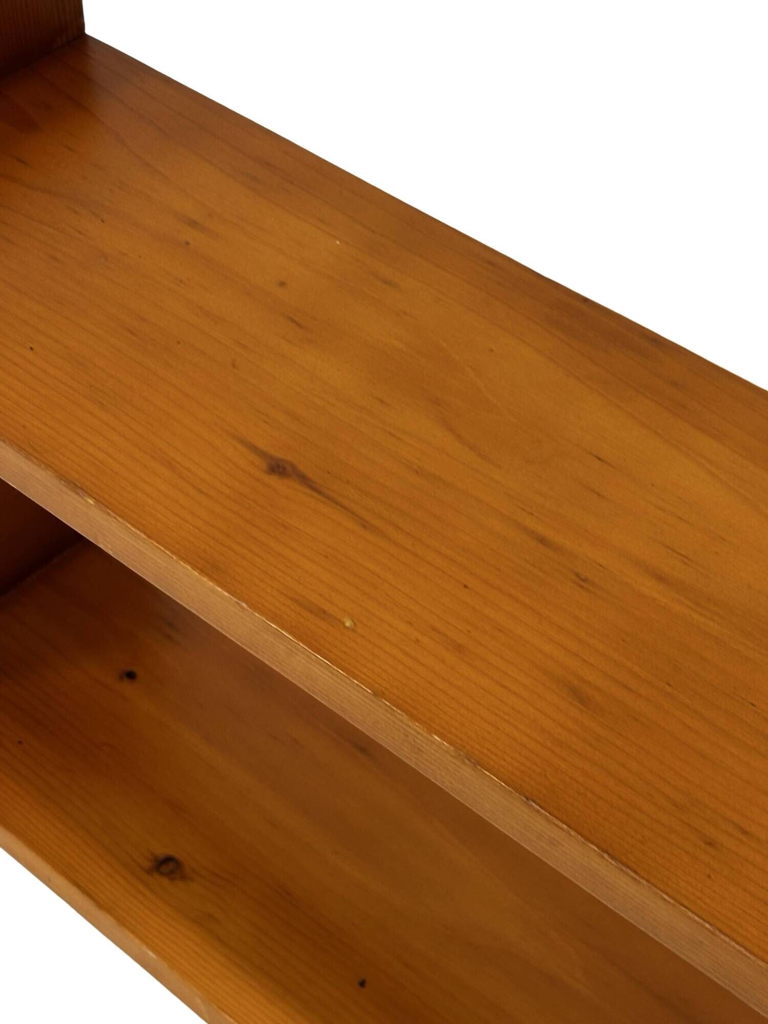 Vintage wooden wall shelve rack in pinewood minimalist design