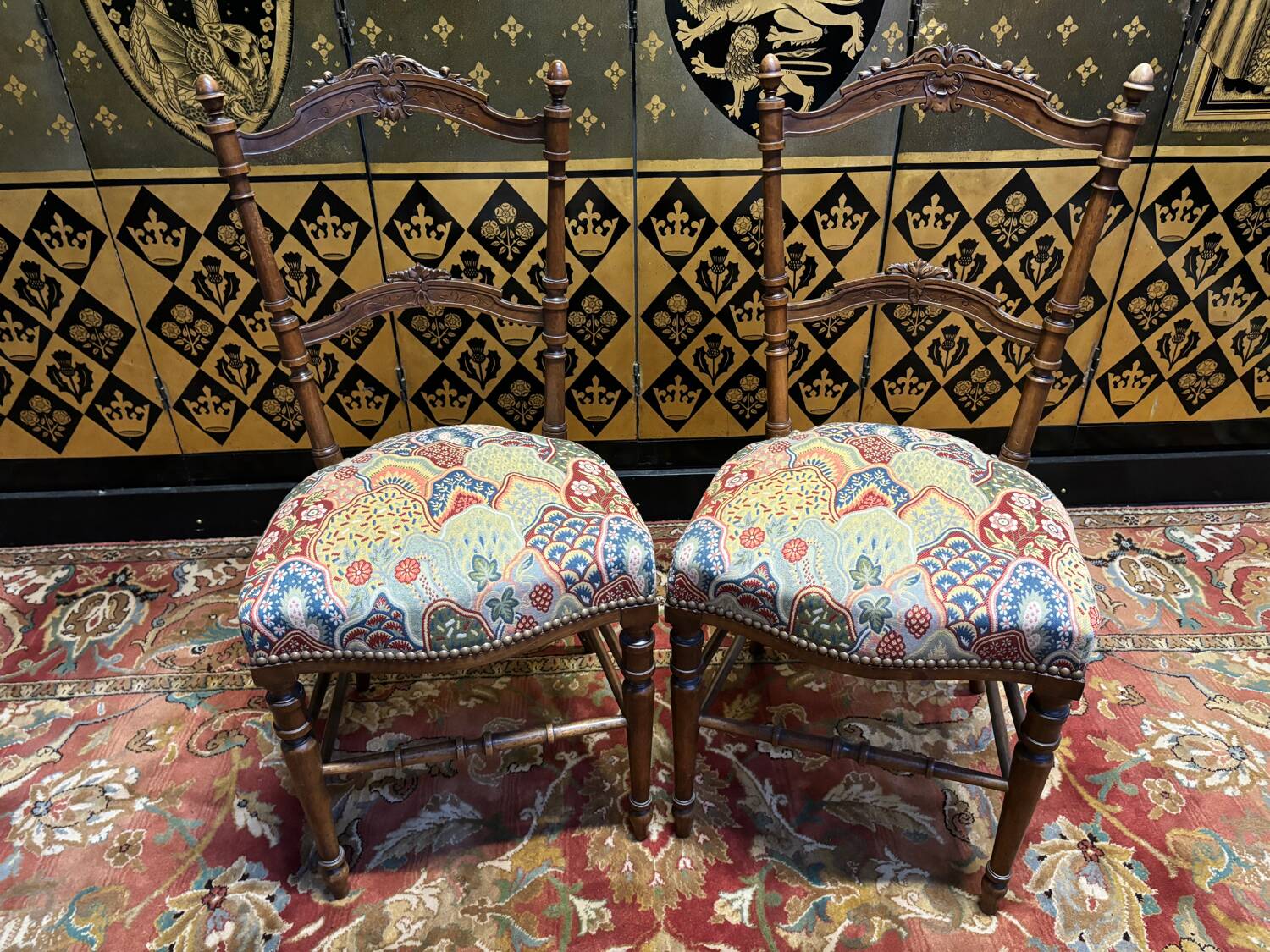 2 art nouveau upholstered chairs