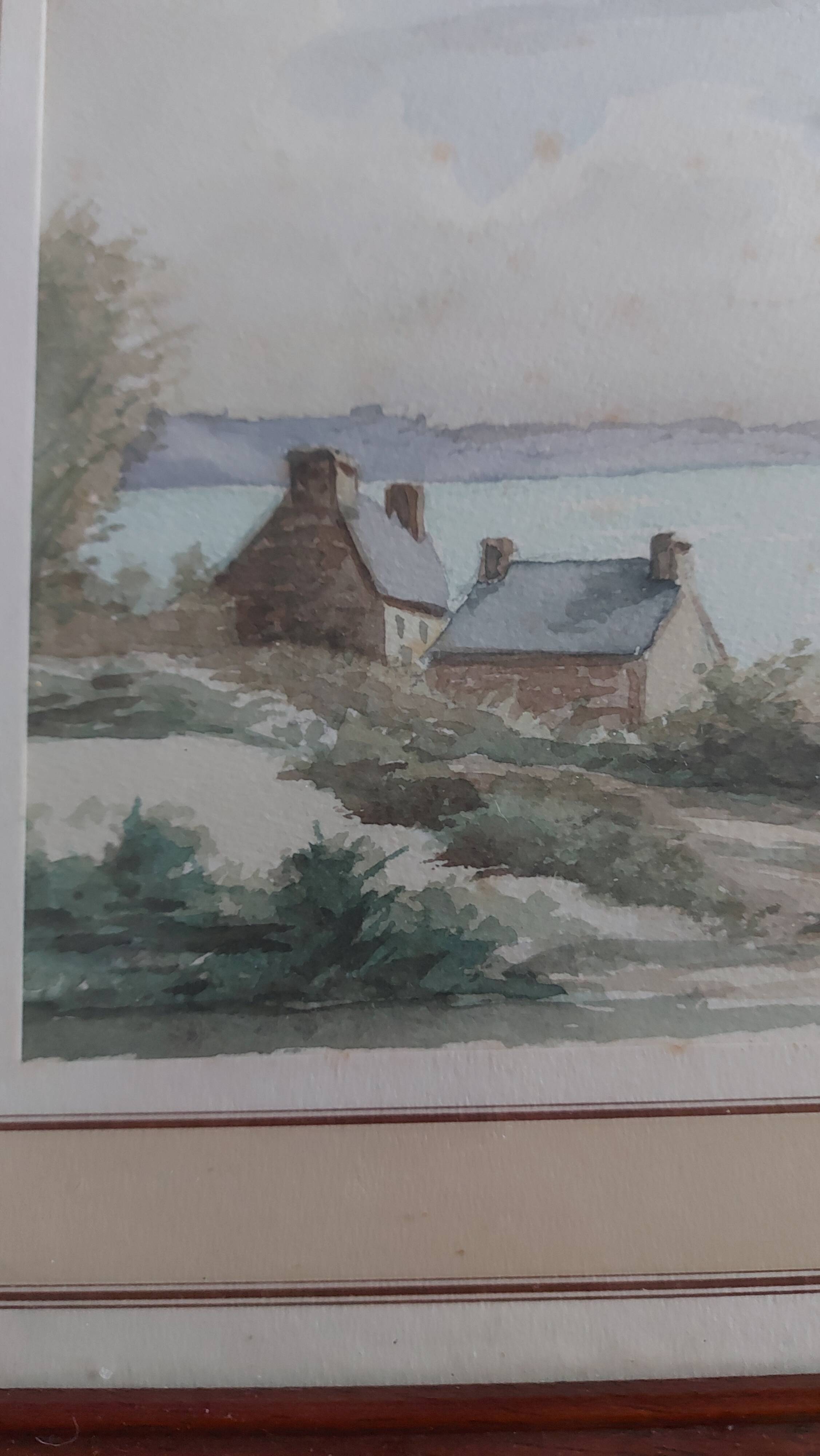 Watercolor framed and under glass signed B.Lavenan Breton Painter Made In France