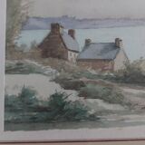 Watercolor framed and under glass signed B.Lavenan Breton Painter Made In France