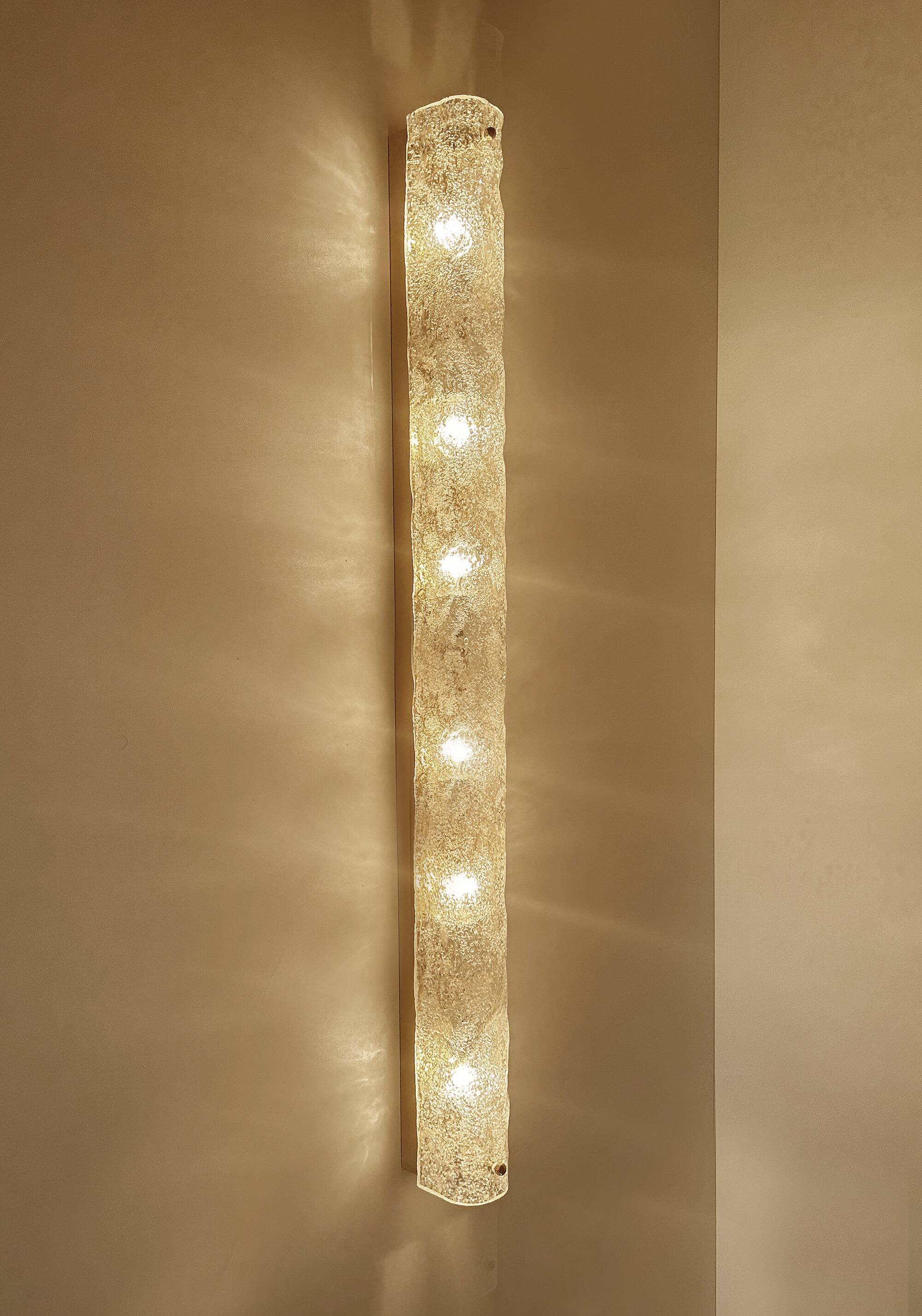 Large Vintage Murano Glass Brass Wall Lamp