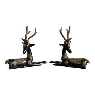 Pair of bronze deer, Thailand