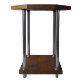 Scandinavian design side table teak and vintage chrome steel