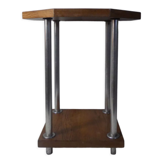 Scandinavian design side table teak and vintage chrome steel