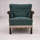 1950s, Danish armchair, original green/beige furniture wool, beech wood.