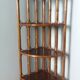 Corner shelf, corner unit, in wicker and wood