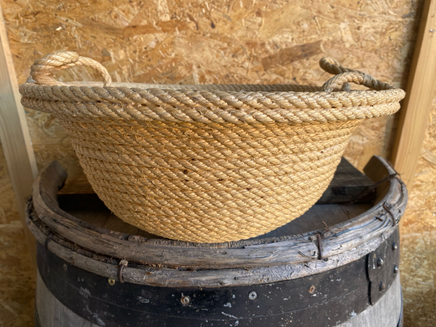 Old Basket with Vintage Rope Handles
