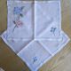 Rectangular tablecloth and its matching vintage hand-embroidered linen voile napkin – Blue hydrangeas