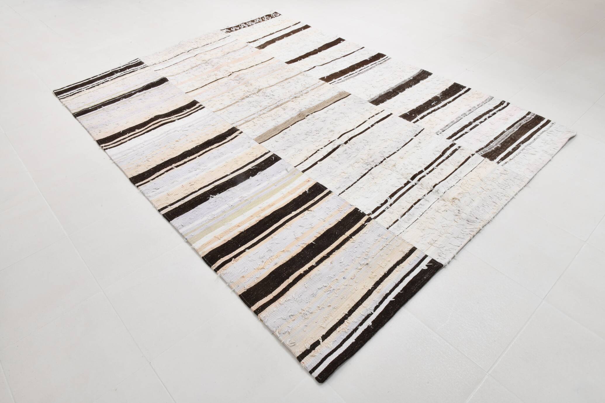 Tapis Vintage en Chanvre Fait Main, Style Naturel et Bohème Chic,204x279 Cm