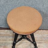 Napoleon III period piano stool in blackened wood circa 1850