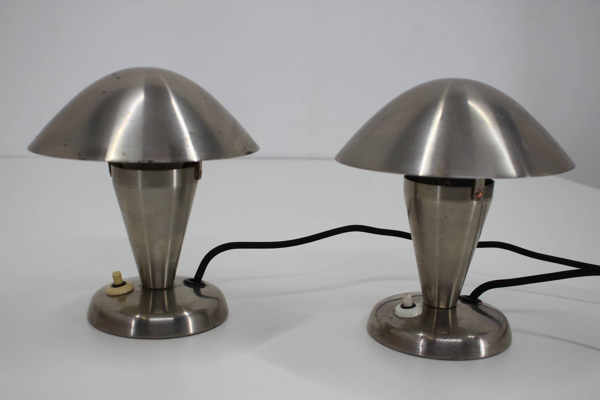 1930s Pair of  Chrome Plated Bauhaus Lamps, Czechoslovakia