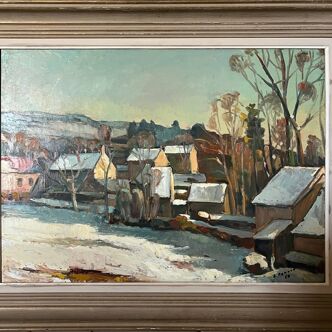HSP Emile RENAUD painting circa 1950 Velars (sur Ouche - Burgundy) + frame