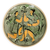Large decorative ceramic plate by Karl Niemann, Kähler, Denmark, 1954