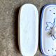 White, blue and gold porcelain comb box