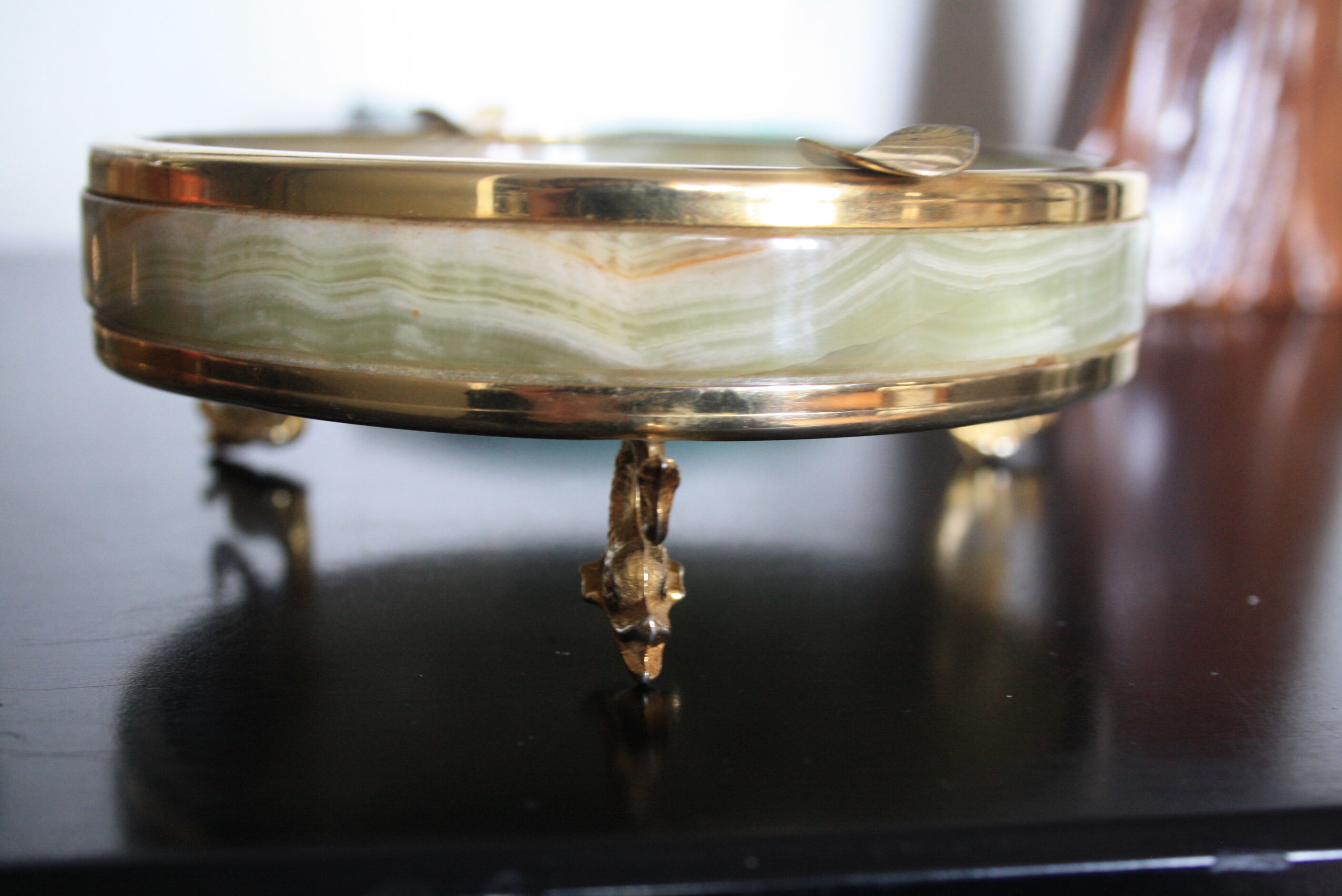 Brass onyx ashtray