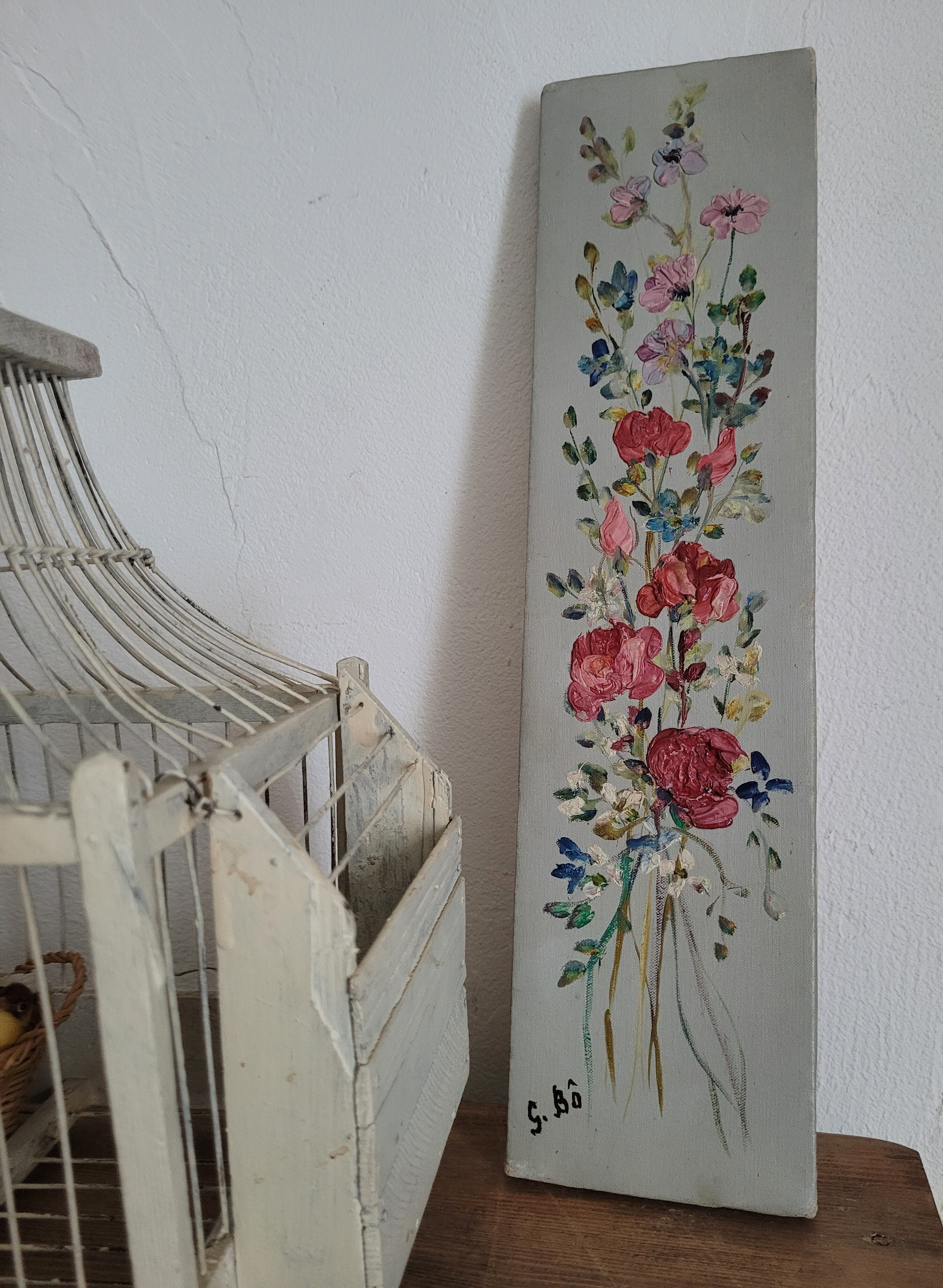 2 peintures à huile bouquets de fleurs