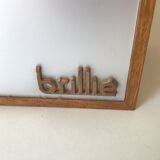 Large electric office clock vintage brass and wood Annees 60