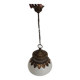 Suspension vintage bronze et opaline