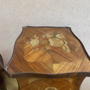 Pair of bedside tables in rosewood veneer on all sides. Louis XV style