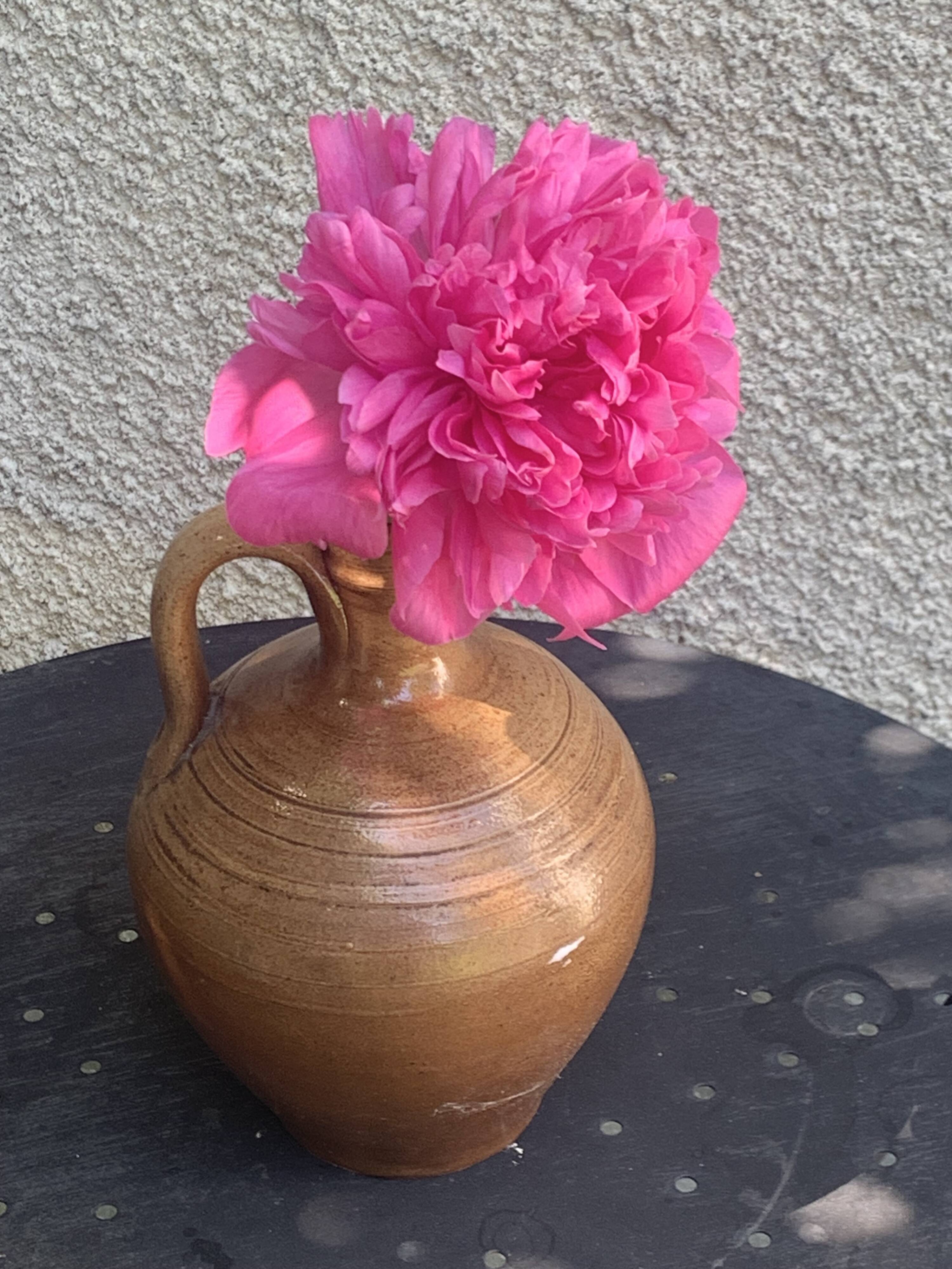 Carafe, jug, gargoulette in glazed stoneware, made in France, vintage