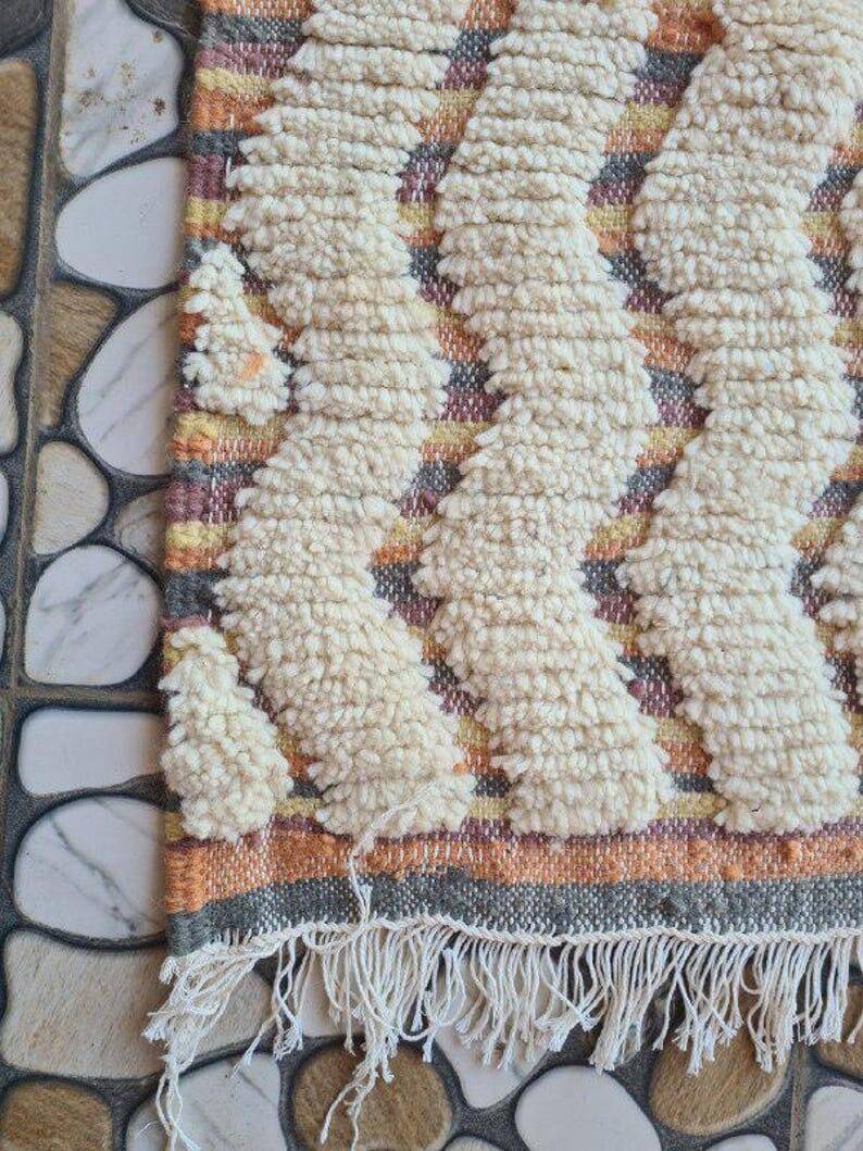Traditional handmade carpet in pure Atlas wool, 2/3 m.