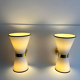 Pair of vintage wall lamps, solid brass and unbleached fabric, Italy 1980