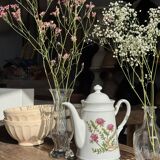 Teapot with stylized pink flower patterns brand Made in Korea H23