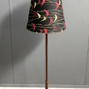 Danish Teak floor lamp with Black and Red , Yellow shade 1960s