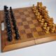 Vintage Solid Wood Folding Chess Set, Regency Bistro Style, Carved Turned Wood Pieces
