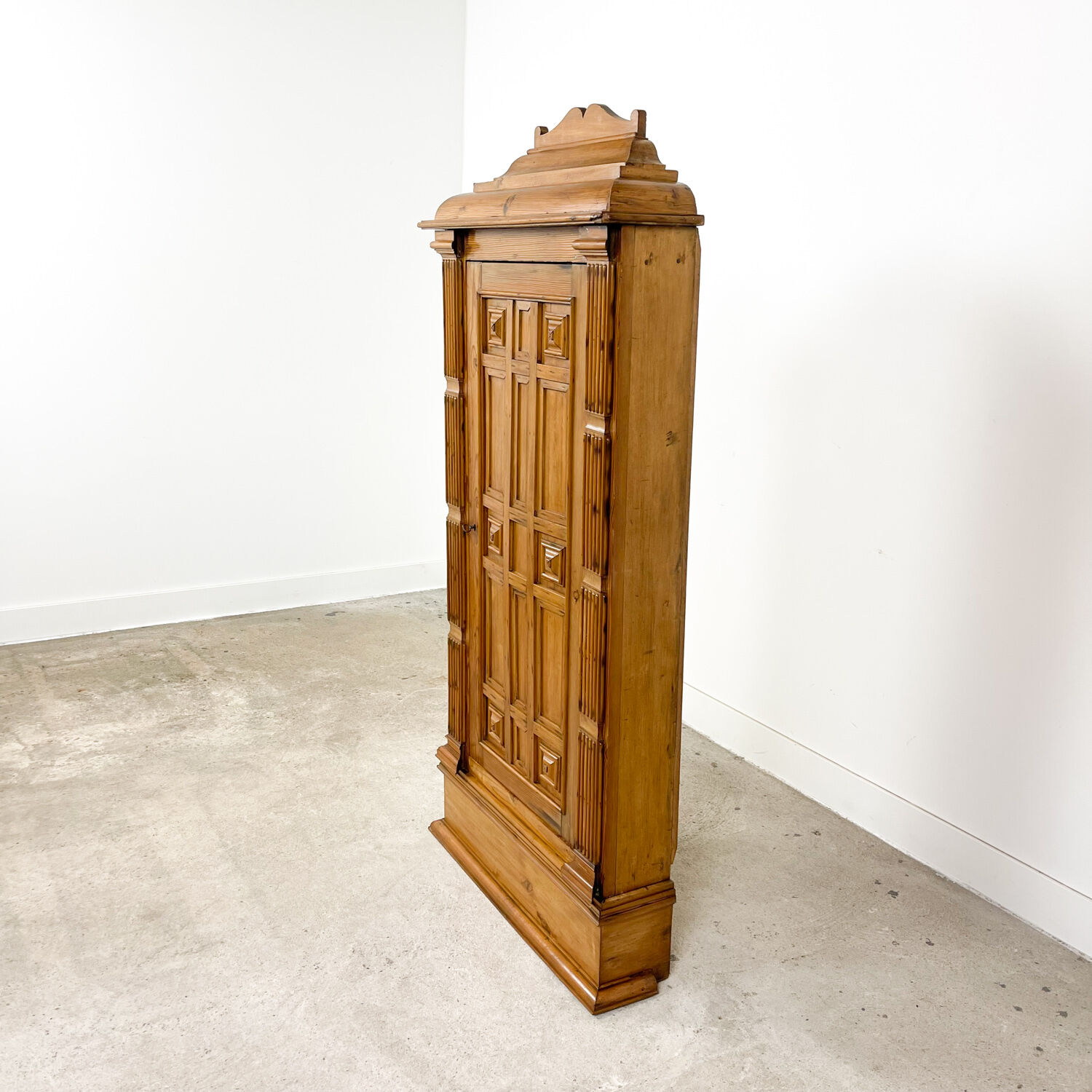Antique oak shallow wall cabinet.