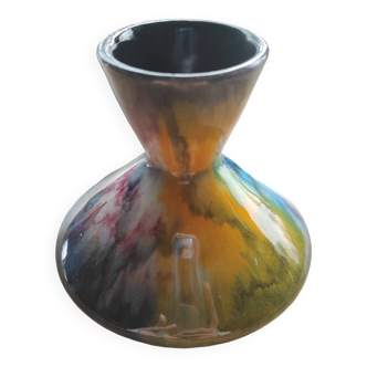 Small ceramic soliflore vase with narrow, constricted neck