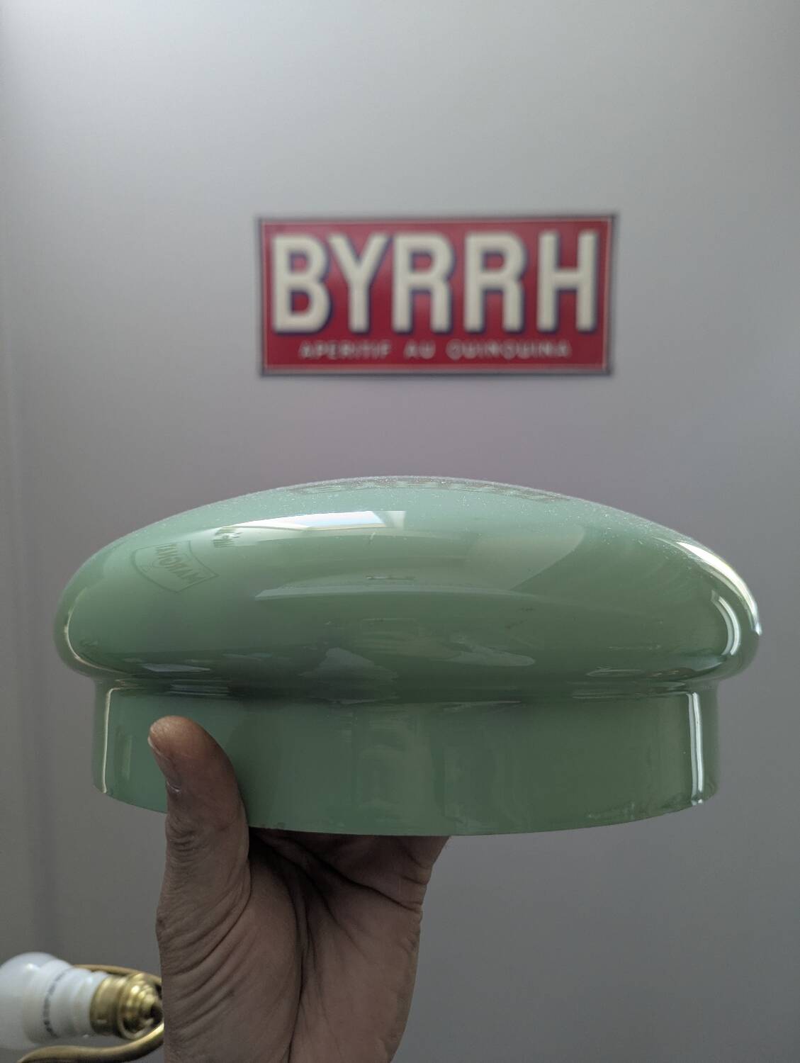 Antique Second Empire Napoleon III table lamp, 1870, brass and opaline glass