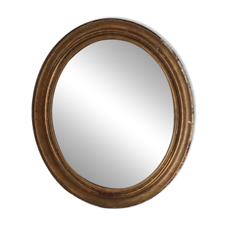 Miroir antique ovale stuc doré