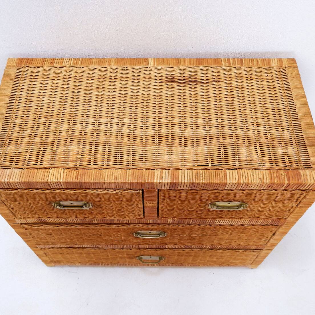 Vintage wicker chest of drawers - 1960s