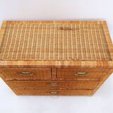 Vintage wicker chest of drawers - 1960s