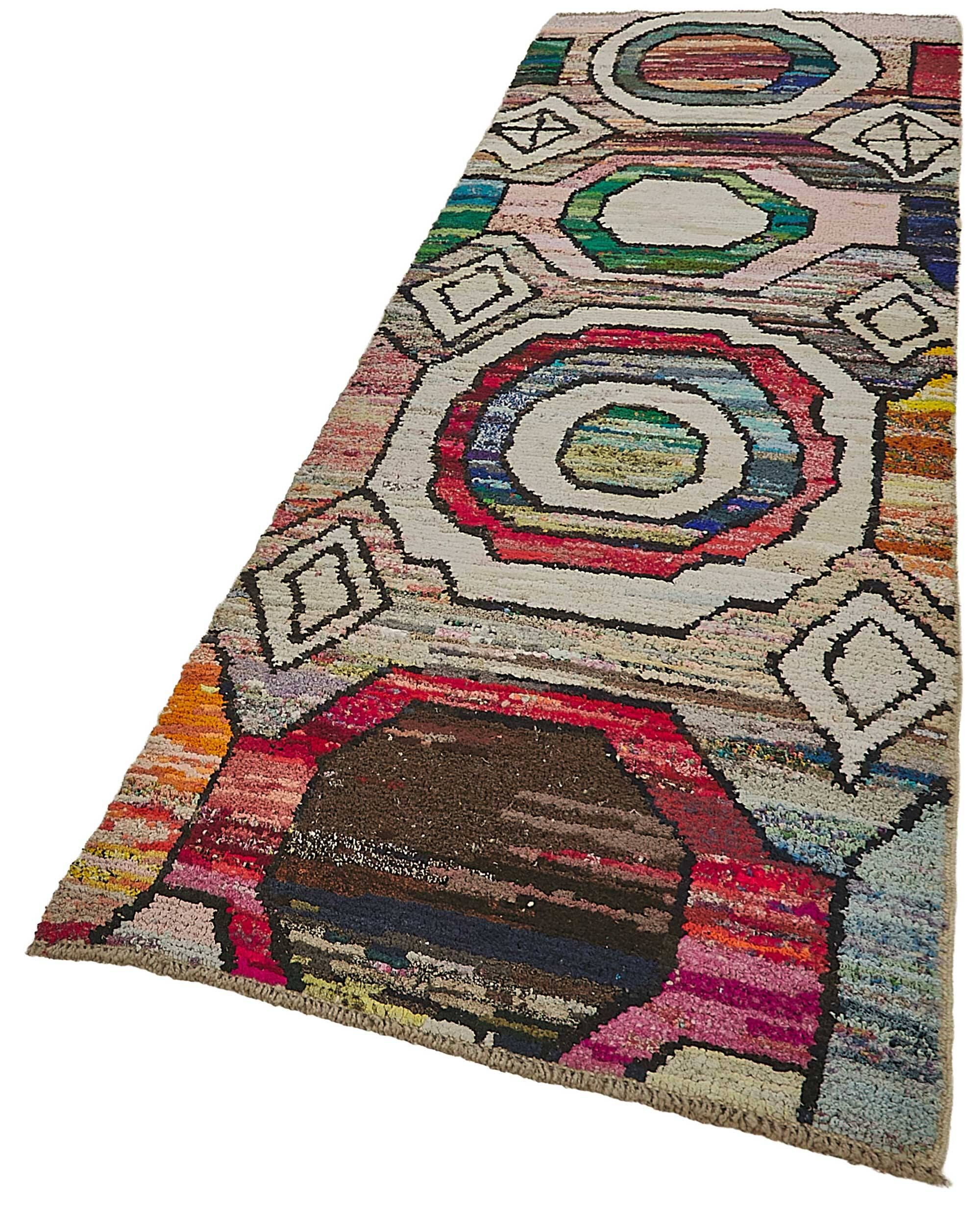 Handwoven Turkish Recycled Boho Rug 96 cm x 303 cm