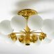 Beautiful 1960s Space Age brass ceiling lamp with 10 glass balls by Kaiser