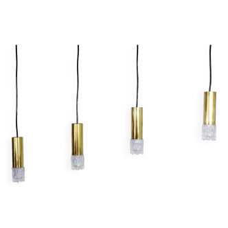 Set de 4 suspensions RAAK verre et laiton