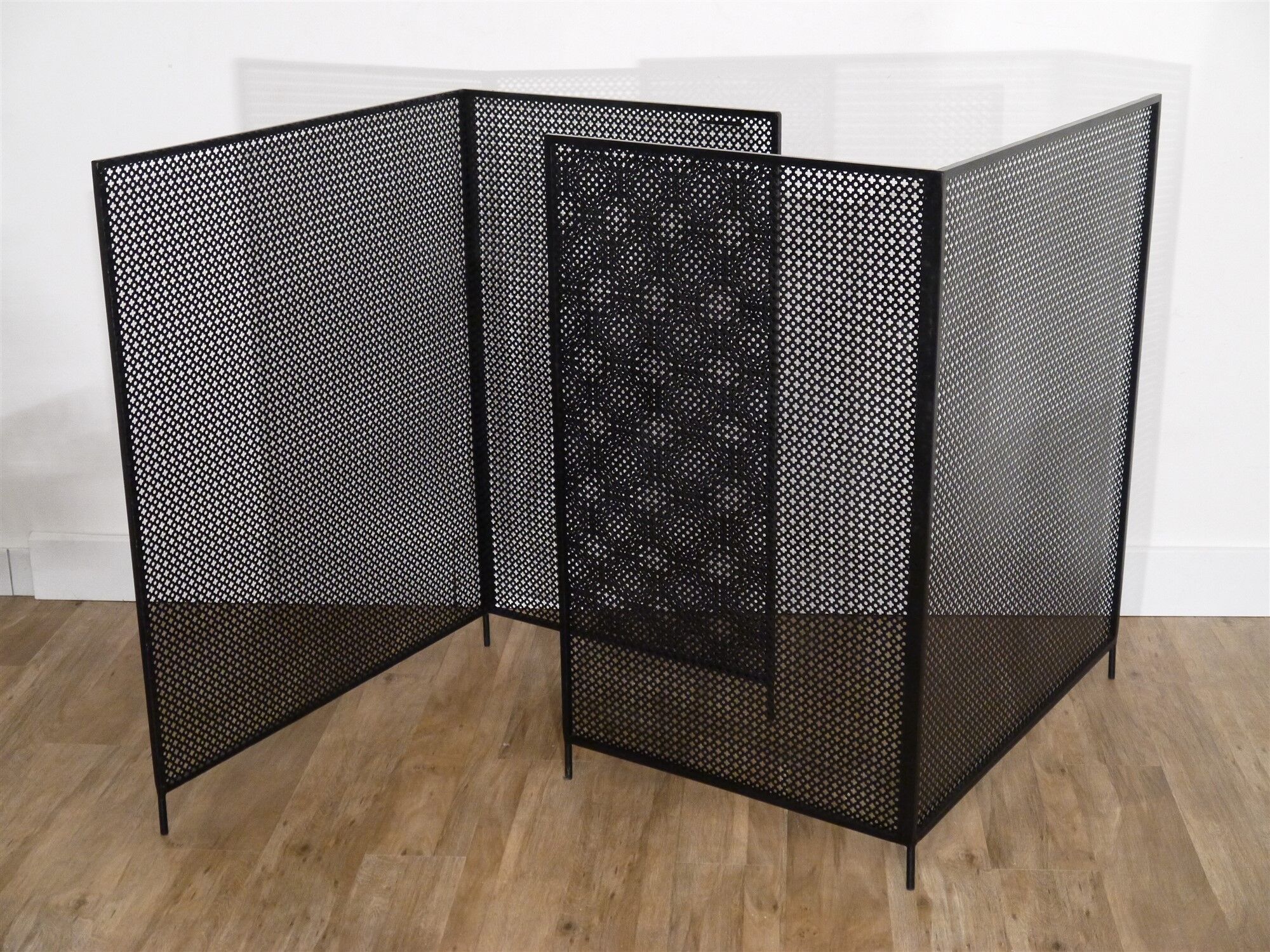 Pair of trellis, vintage perforated metal screen