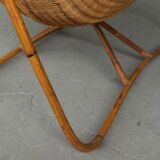 Ancient cradle in exotic wood bamboo style and mulch