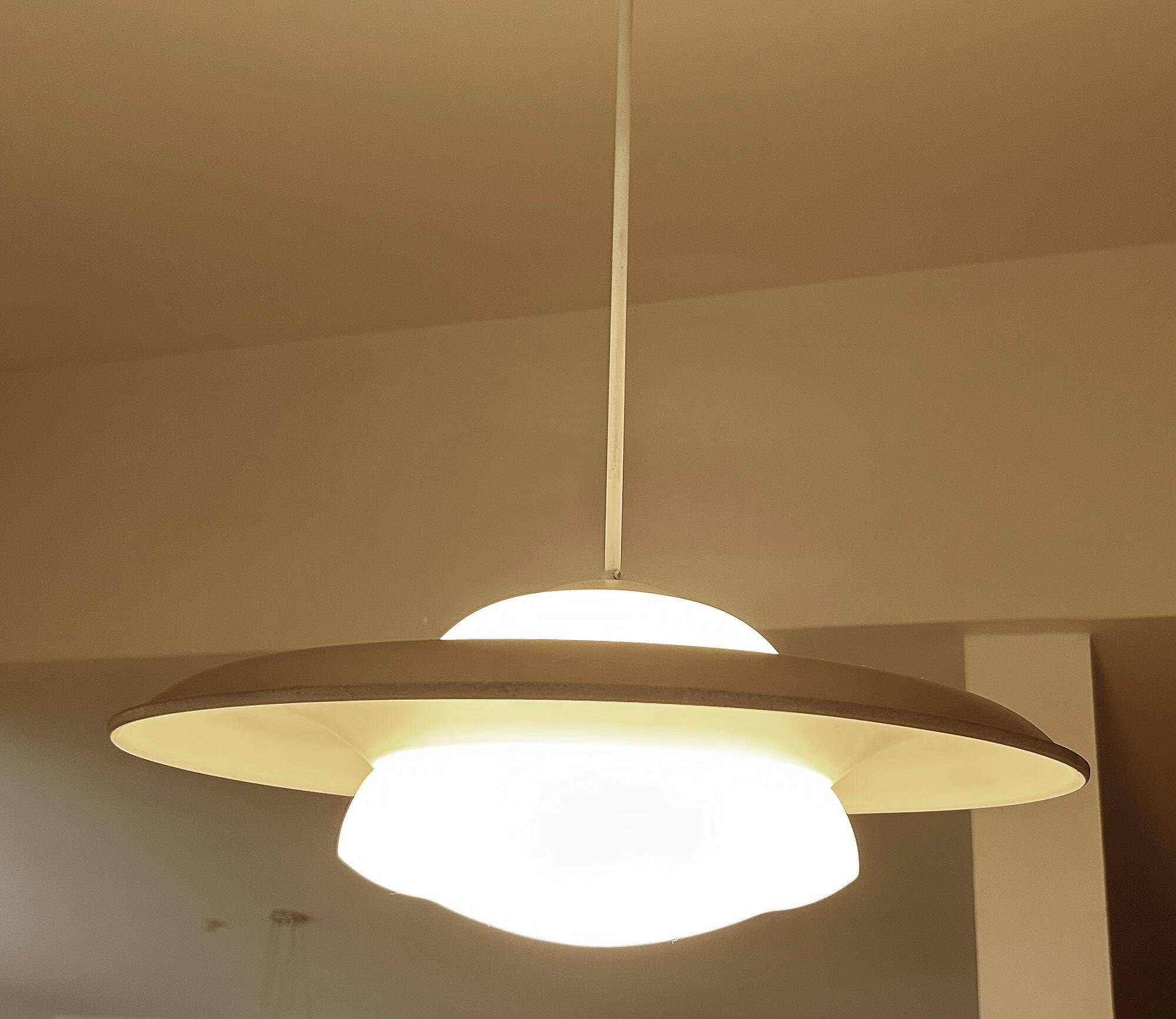 Pair of large bauhaus pendant lights from the 1930s