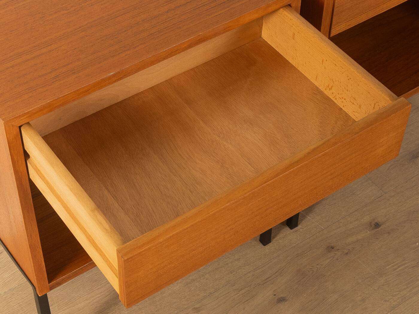 Minimalist bedside tables from the 1960s, teak veneer, set of 2