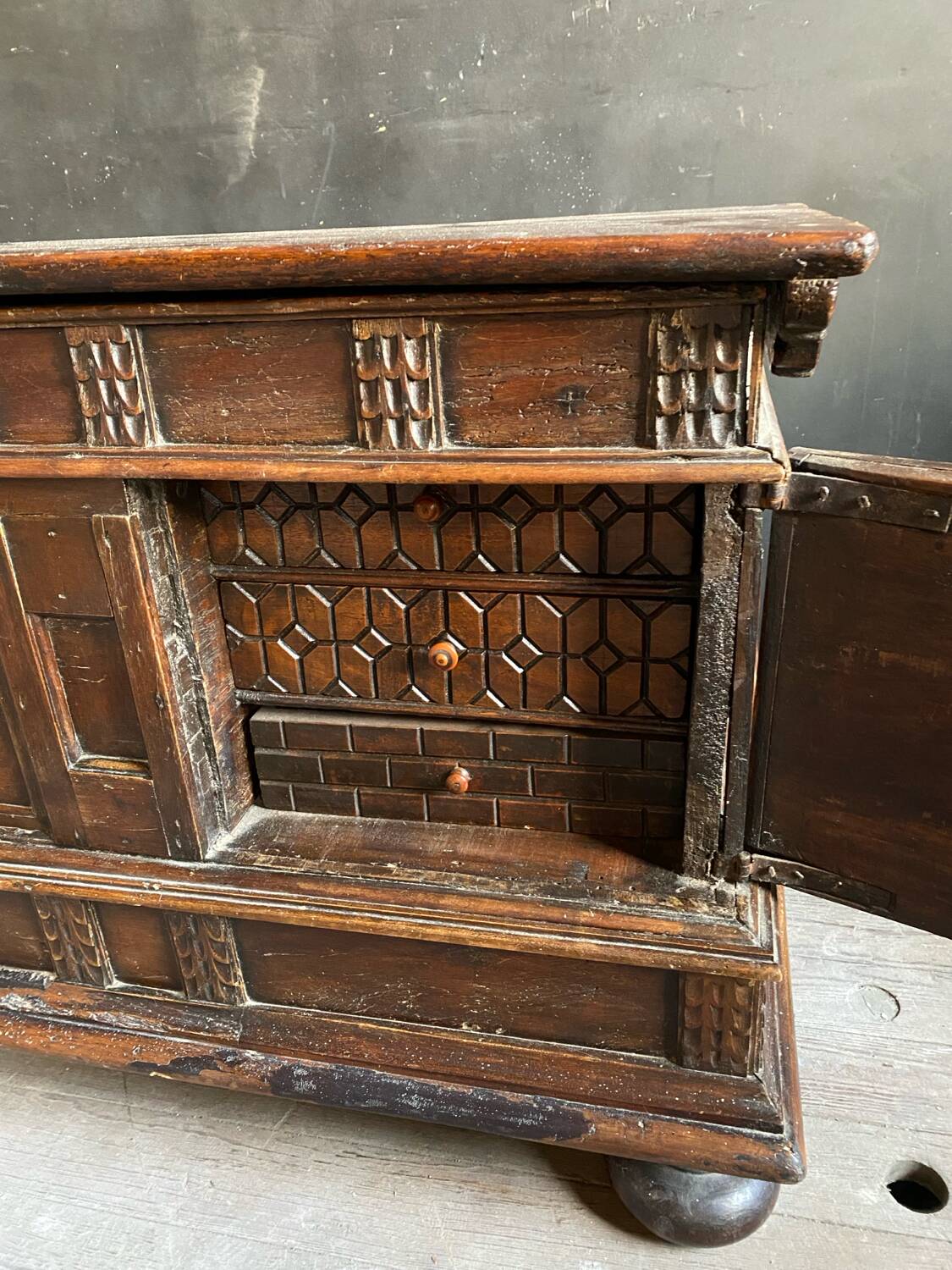 Italian chest carved wood