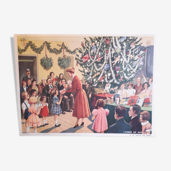 School poster 50s "The Christmas tree" Rossignol editions